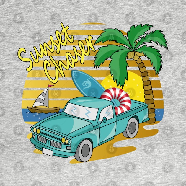 Sunset Chaser - Vehicle - Beach Day by Designoholic